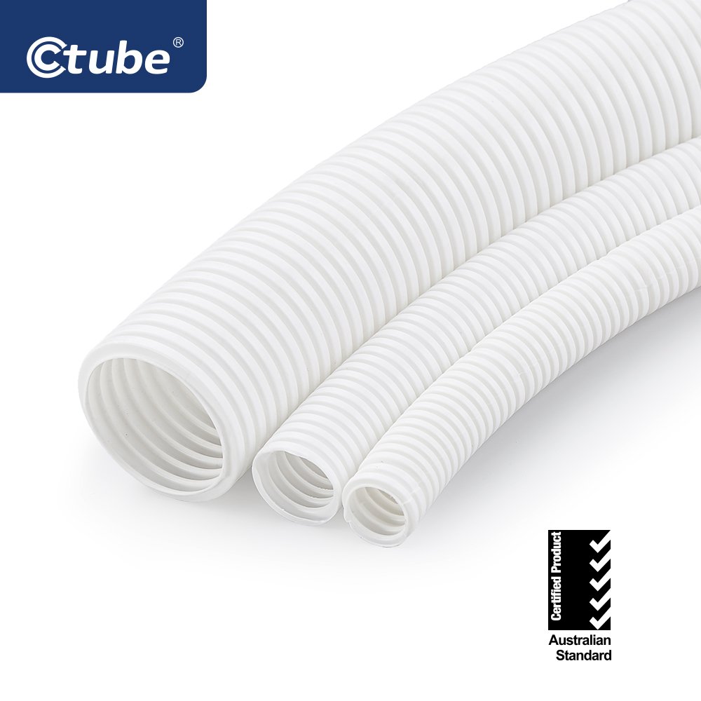 white corrugated conduit pipe