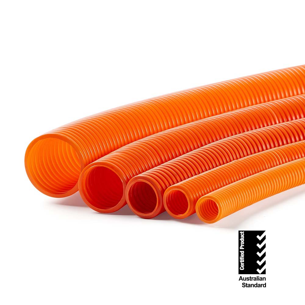 orange corrugated conduit pipe