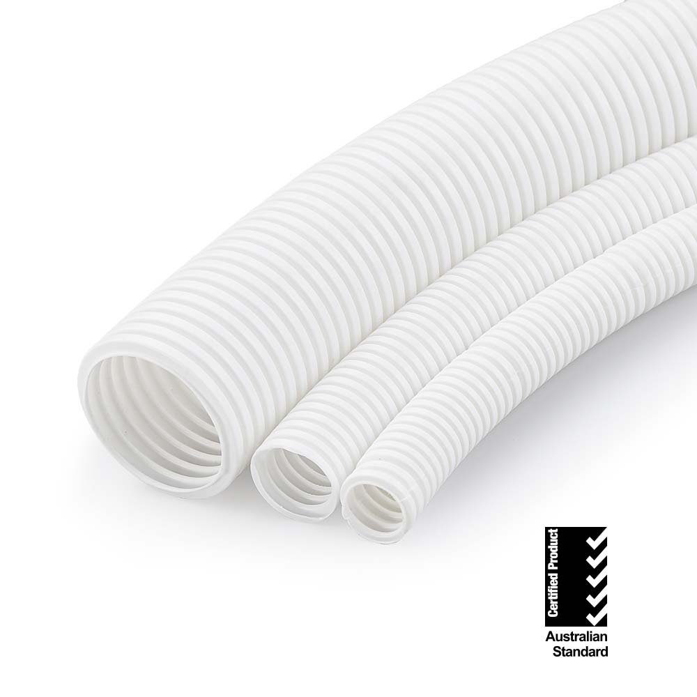 white corrugated conduit pipe